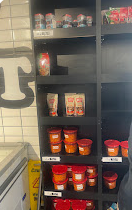 The shop counter stocked with biltong, droëwors and fresh packs